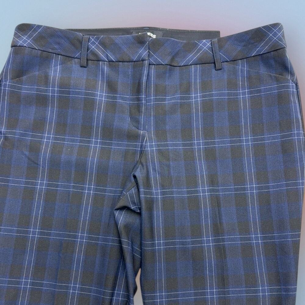 Express Navy and Black Plaid Flare Pants